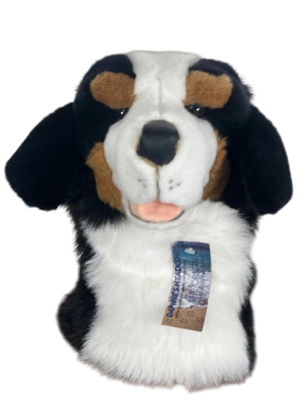 Plush Bernese Mountain Dog Golf Driver Cover - Black, White & Brown